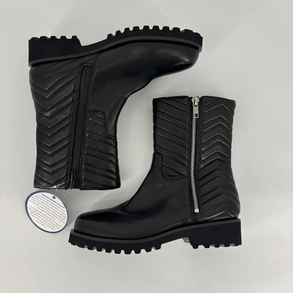 New Vaneli Zohan Ankle Boots Black Women Size 6.5 Weatherproof Leather Quilted